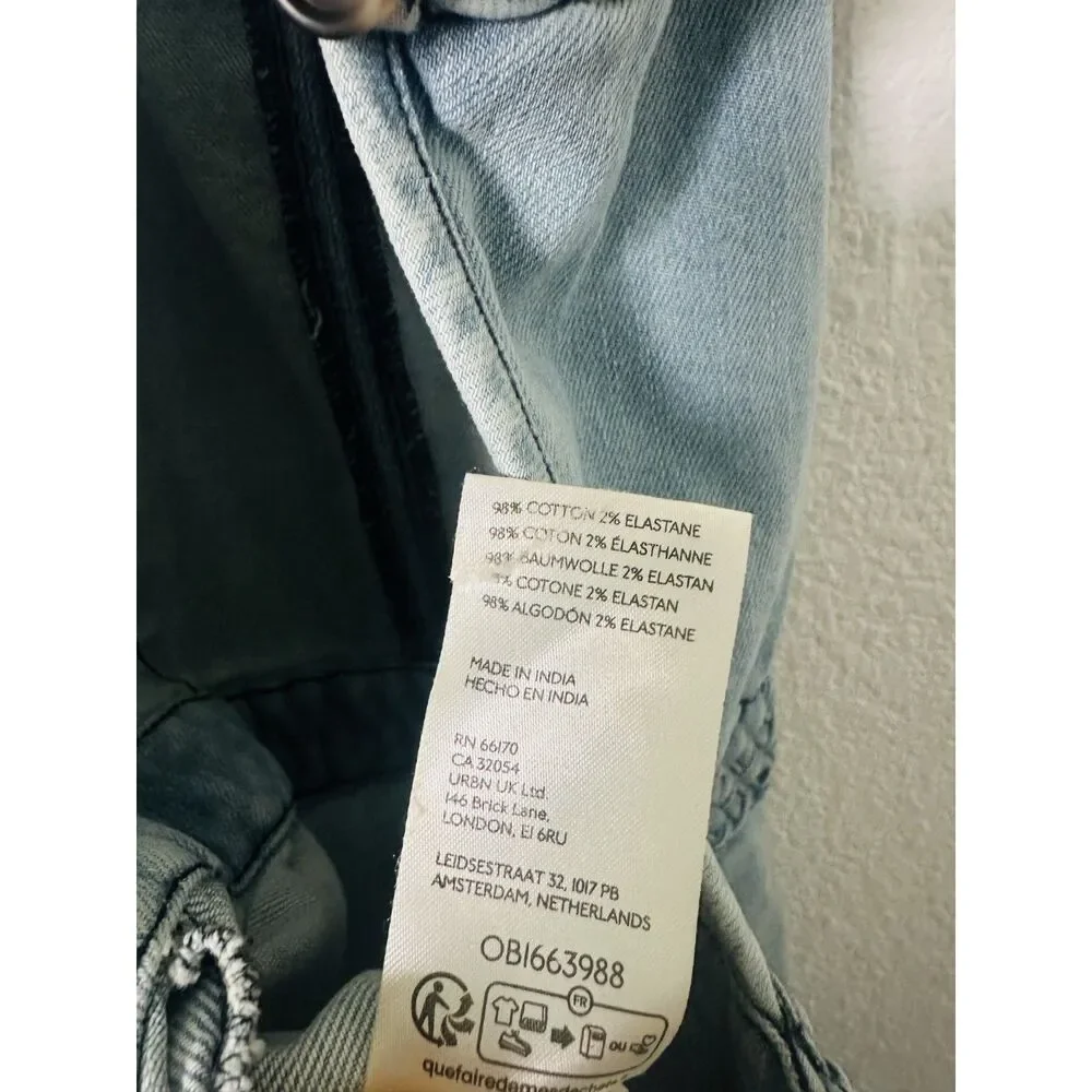 Free People Revolve Denim Romper S Open Back Retro Festival Y2K Trip Blue Karina
